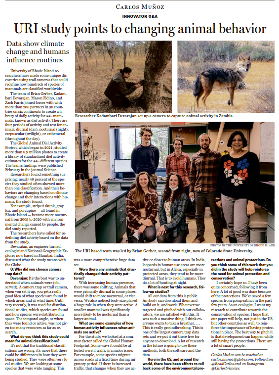 Boston Globe interview of KD in April 13 2025 print edition